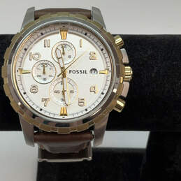 Designer Fossil FS4788 Two-Tone Chronograph Leather Strap Analog Wristwatch