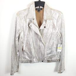 International Concepts Women Silver Metallic Jacket L NWT