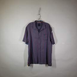 Mens Plaid Short Sleeve Collared Chest Pockets Button-Up Shirt Size XL