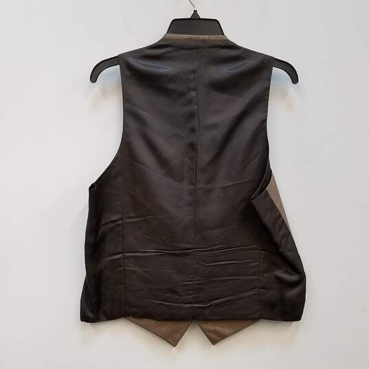 Mens Brown Wool Notch Collar Long Sleeve 2-Piece Suit Vest Set Size 44L image number 4