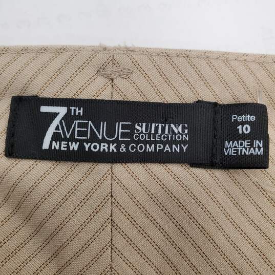 7th Avenue Women Stripe Khaki Pants Sz 10P NWT image number 4