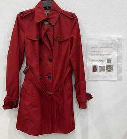 Burberry Cotton Double Breasted Red Trench Coat