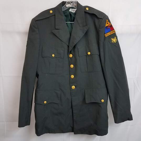Vintage men's military jacket with gold buttons hell on wheels patch 43 L image number 1