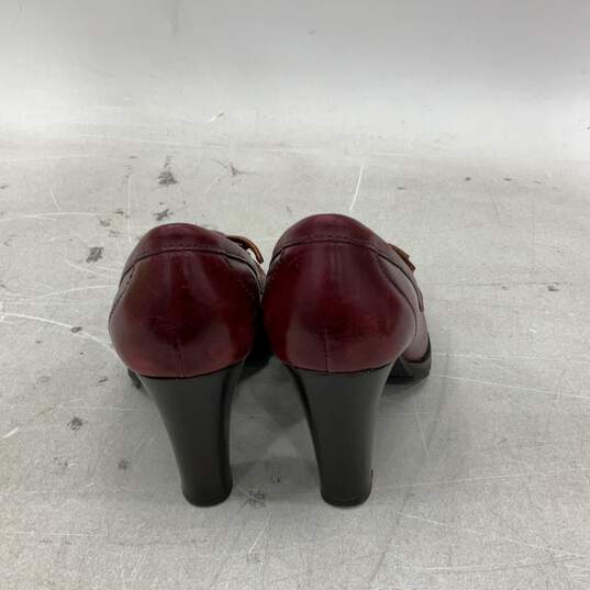 NIB Michael Kors Womens Winter Warrior Red Leather Slip-On Block Pump Heels 7M image number 4