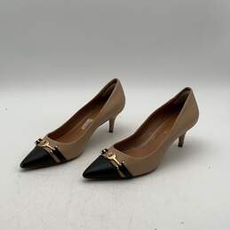 Coach Womens Black Beige Leather Pointed Toe Pump Heels Size 7.5 B