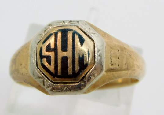 Vintage 10K Two Tone Gold WHS Monogram Initial Ring 3.7g image number 1