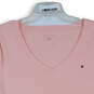 Womens Pink Short Sleeve V-Neck Stretch Pullover T-Shirt Size X-Large image number 3