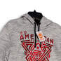 NWT Mens Gray Long Sleeve Kangaroo Pocket Graphic Pullover Hoodie Size M image number 3