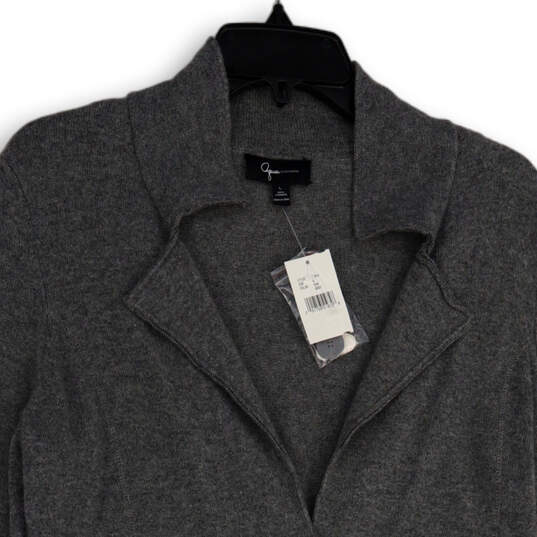 NWT Womens Gray Long Sleeve Pockets Button Front Cardigan Sweater Size L image number 3