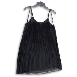 Womens Black Pleated Sleeveless Spaghetti Strap Tiered Mini Dress Size S alternative image