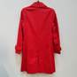 Womens Red Cotton Long Sleeve Double Breasted Trench Coat Size X-Small image number 3