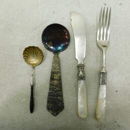 Vintage Silverplate Ornate Pattern Tableware Crumb Catcher Utensils Pearl Handle alternative image