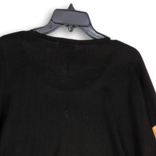 NWT Womens Black Brown Colorblock Knitted Round Neck Pullover Sweater Sz 1X image number 4