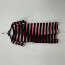 Womens Multicolor Striped Short Sleeve Round Neck Knit T-Shirt Dress Size S alternative image
