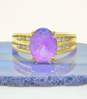 14K Yellow Gold Oval Amethyst 0.16 CTTW Diamond Ring 4.7g image number 1