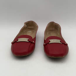Womens Flash Time Red Leather Round Toe Slip-On Loafer Flats Size 6