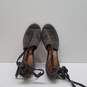 FRYE Suzie Gray Suede Ankle Wrap Strap Peep Toe Block Heels Shoes Size 8 M image number 3