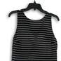 LOFT Womens Black White Striped Round Neck Sleeveless Midi A-Line Dress Size 10 image number 3