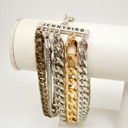 Jenny Bird Silvertone & Goldtone Multi Snake & Curb Chains Chunky Bracelet alternative image