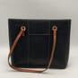 Womens Black Brown Leather Inner Pockets Bottom Studs Zipper Tote Bag image number 2