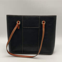 Womens Black Brown Leather Inner Pockets Bottom Studs Zipper Tote Bag alternative image