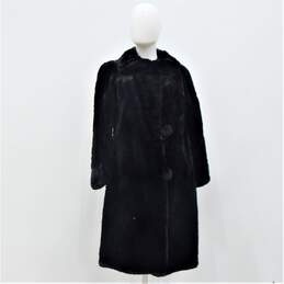 Vintage Bishop's Womens Black Shaved Fur Full Length Coat