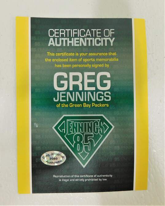 Greg Jennings Signed Mini-Helmet w/ COA Green Bay Packers image number 3