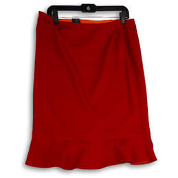 NWT Womens Red Flat Front Side Zip Peplum Straight & Pencil Skirt Size 10