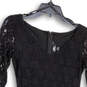 Womens Black Floral Lace Long Sleeve V-Neck Back Zip Sheath Dress Size 0 image number 3