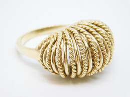 14K Yellow Gold Statement Rope & Smooth Texture Dome Ring 9.7g