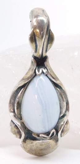 (G) Carolyn Pollack Relios 925 Sterling Silver Blue Lace Agate Pendant 7.9g
