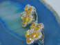 Joan Boyce Silver Tone Yellow & Clear Crystal Flower Clip Earrings 23.0g image number 2