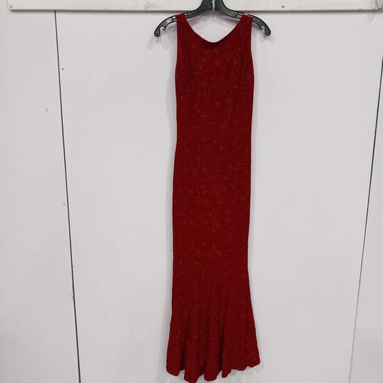 Jessica McClintock Red Glittering Evening Dress Size 10 image number 1