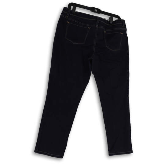 Womens Black Dark Wash Pockets Stretch Skinny Leg Denim Ankle Jeans Size 12 image number 2
