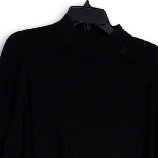 Mens Black Knitted Mock Neck Long Sleeve Pullover Sweater Size Large image number 3