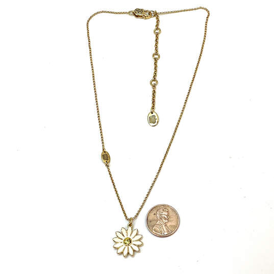 Designer Juicy Couture Gold-Tone Chain White Enamel Flower Charm Necklace image number 2