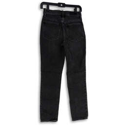 Womens Black Denim Medium Wash 5-Pocket Design Straight Leg Jeans Size 23 alternative image