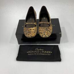 NIB Donald J Pliner Womens Henna Brown Leopard Print Mary Jane Flats Size 10