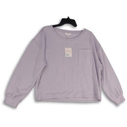 NWT Womens Purple Round Neck Long Sleeve Pullover Sweatshirt Size L