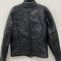 Womens Black Leather Long Sleeve Pockets Full-Zip Motorcycle Jacket Size L image number 2