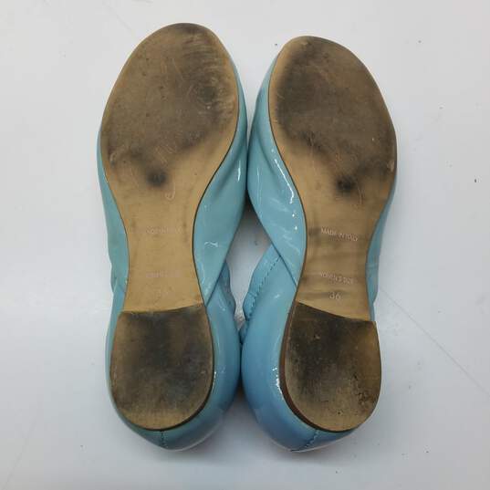 Roger Vivier Women's Blue Patent Leather Chips D'Orsay Buckle Ballet Flat Size 5 image number 4