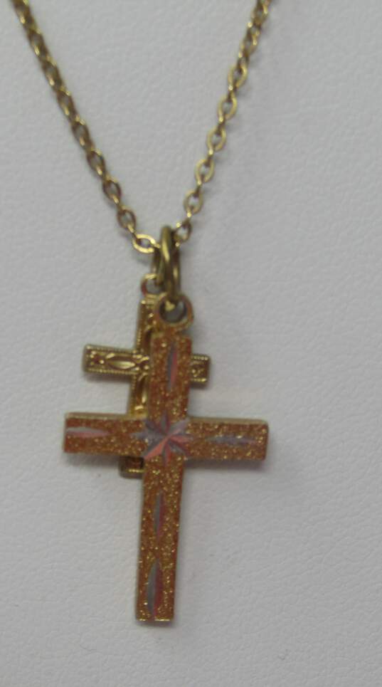 Gold Color Cross Fashion Necklace image number 1
