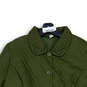 Womens Olive Green Pockets Long Sleeve Button Front Quilted Jacket Size XL image number 3