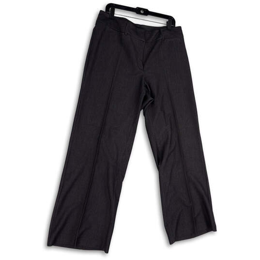 Womens Gray Flat Front Regular Fit Pockets Straight Leg Dress Pants Sz 14W image number 1