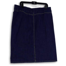 NWT Womens Blue Denim Flat Front Knee Length Straight & Pencil Skirt Sz 14 alternative image