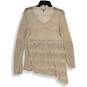 Eileen Fisher Womens Cream Crochet Long Sleeve V-Neck Tunic Blouse Top Size M image number 3