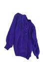 Womens Purple Wool Long Sleeve Crew Neck Cardigan Sweater Free Size image number 3