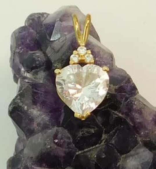 14K Yellow Gold CZ Heart Pendant 2.6g image number 2