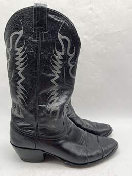 Nocona Mens Black Leather Pull-On Cowboy Western Boots Size 8.5 W-0547142-B