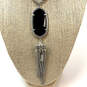 Designer Kendra Scott Silver-Tone Rayne Tassel Oval Shape Pendant Necklace image number 2
